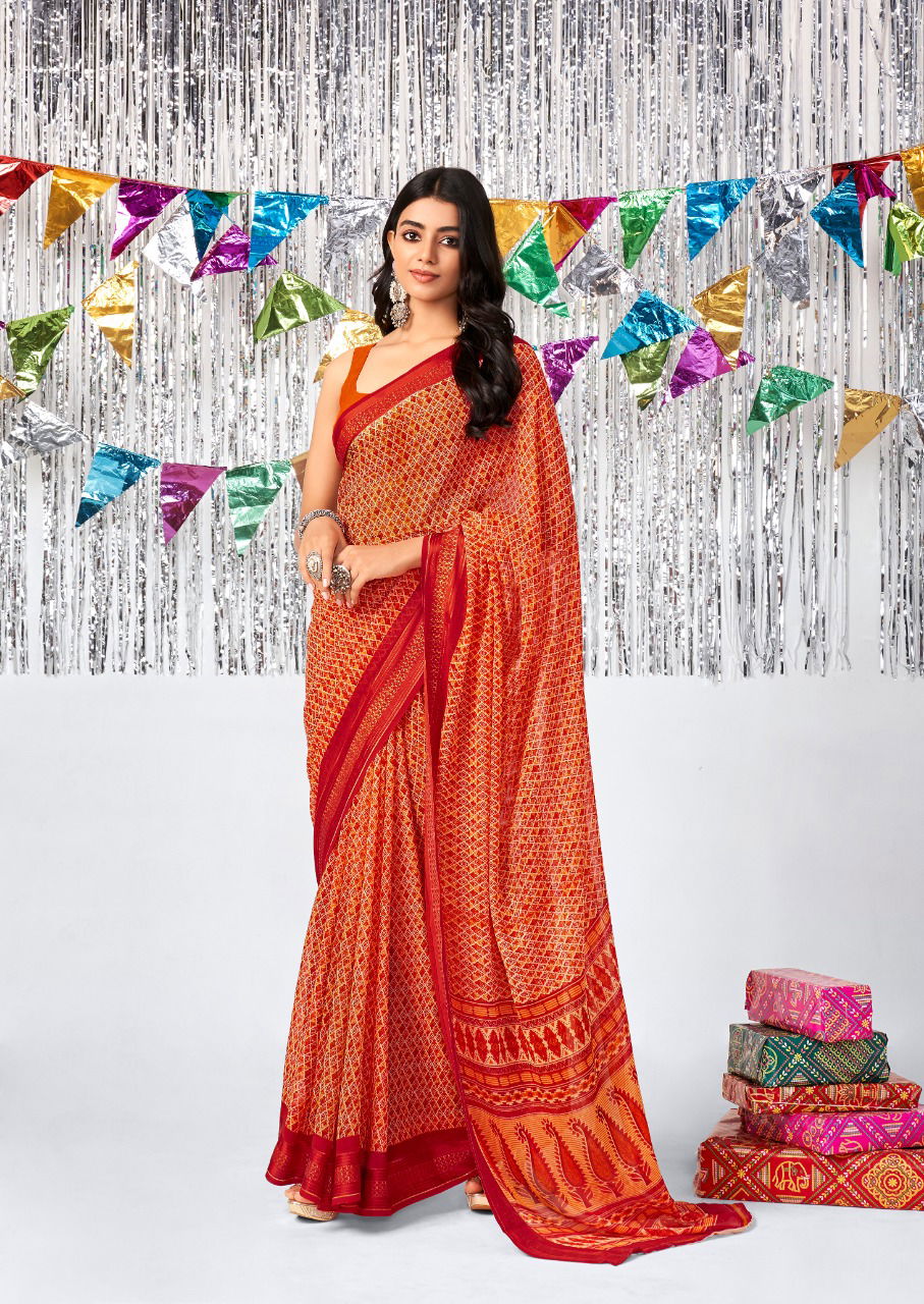 Stavan Shara New Printed Designer Fancy Wear Georgette Saree Collection